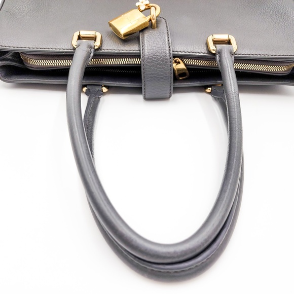 Dolce & Gabbana Gray Leather Padlock Satchel Designer Shoulder Bag